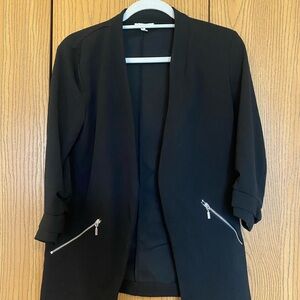 Black Open-Front Women's Blazer with Zip Pockets Maurice’s